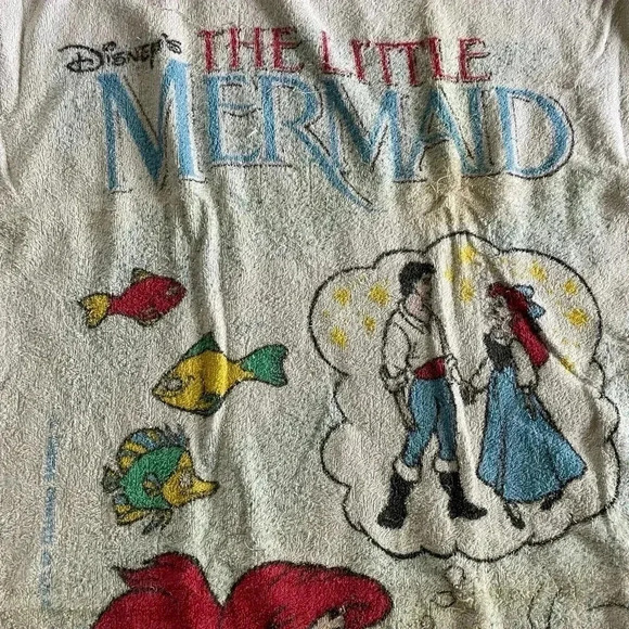Disney The Little Mermaid Vintage 90’s Beach Towel 52” x 27.5” Ariel Sebastian - Picture 3 of 9